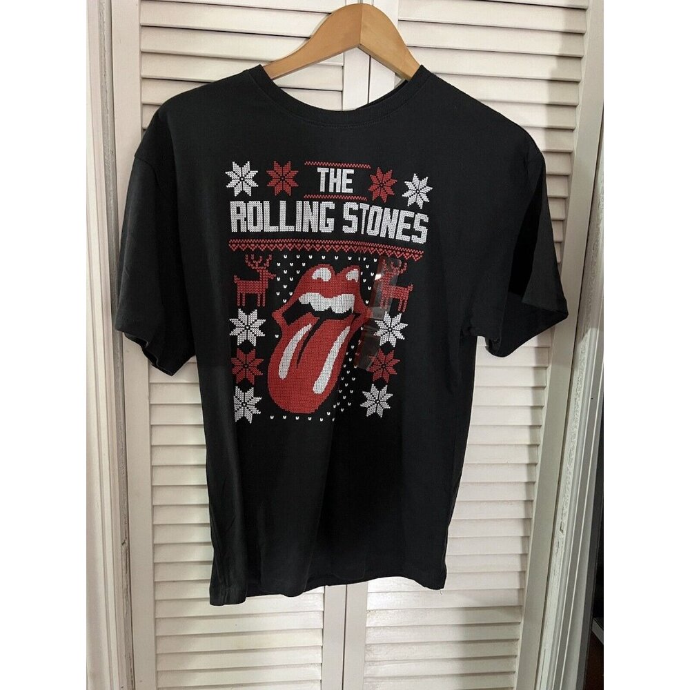 Rolling Stones Womens Christmas T-Shirt Black XS 2023